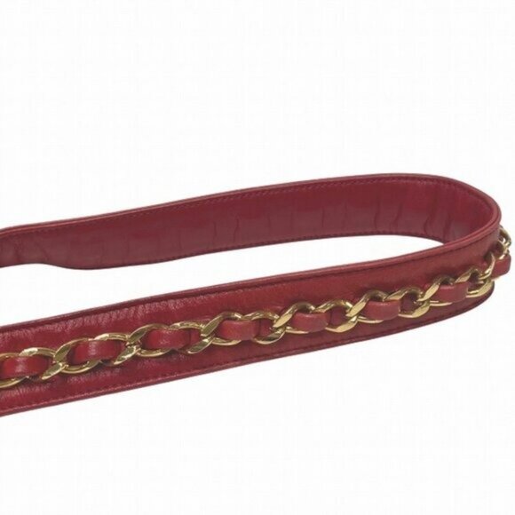 CHANEL 24K Vintage Waist Bag Fanny Pack CC Lambskin Waist Bag Pouch Bum Bag Red - Picture 16 of 16
